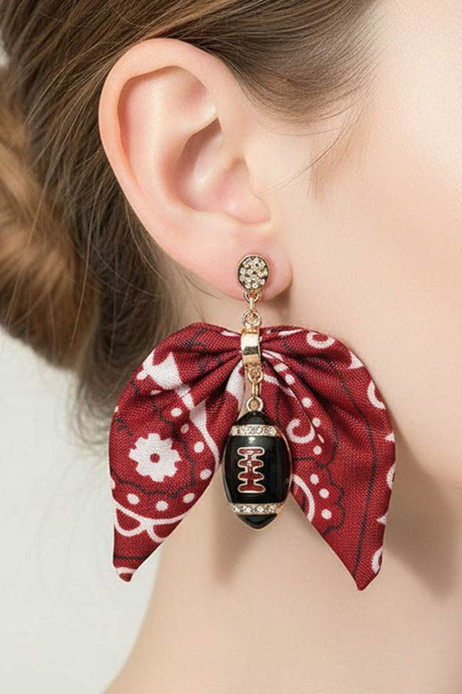 Bandana Bow Football Drop Earring
