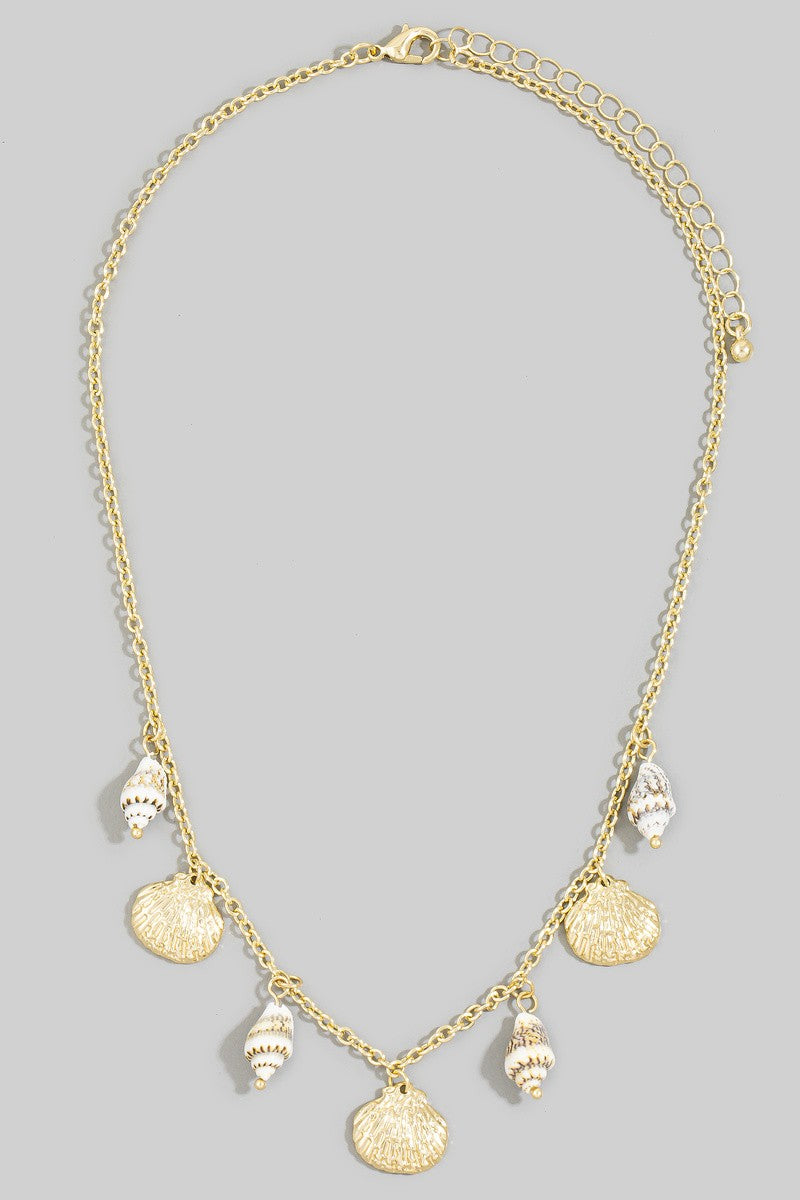 Gold & Natural Shells Mixed Charm Necklace