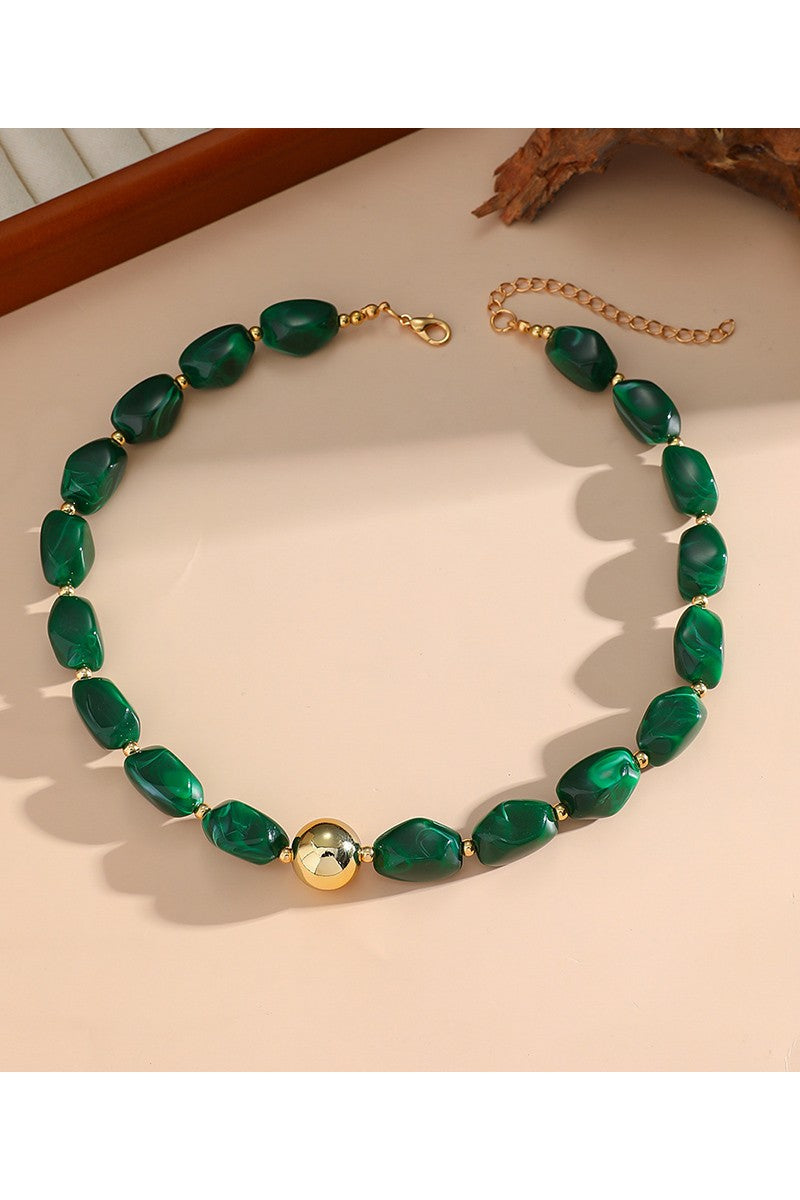 Tumbled Gold Center Bead Fall Necklace