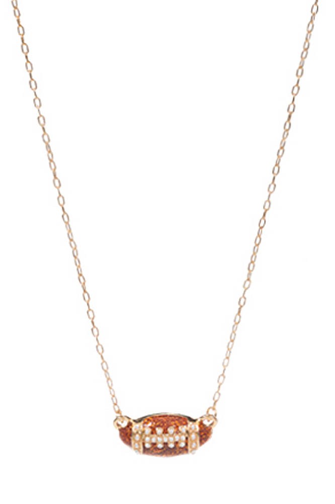 Glitter & Pearl Accent Football Necklace