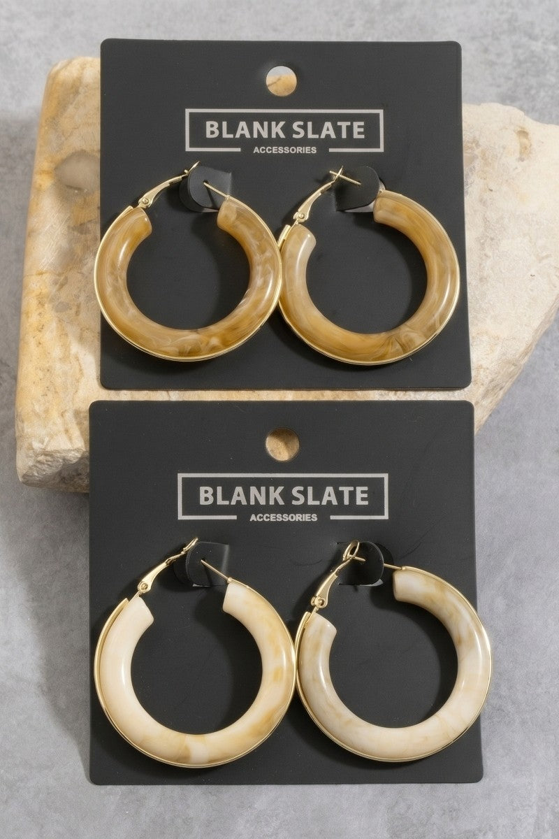 Metallic Trim Resin Hoop Earring