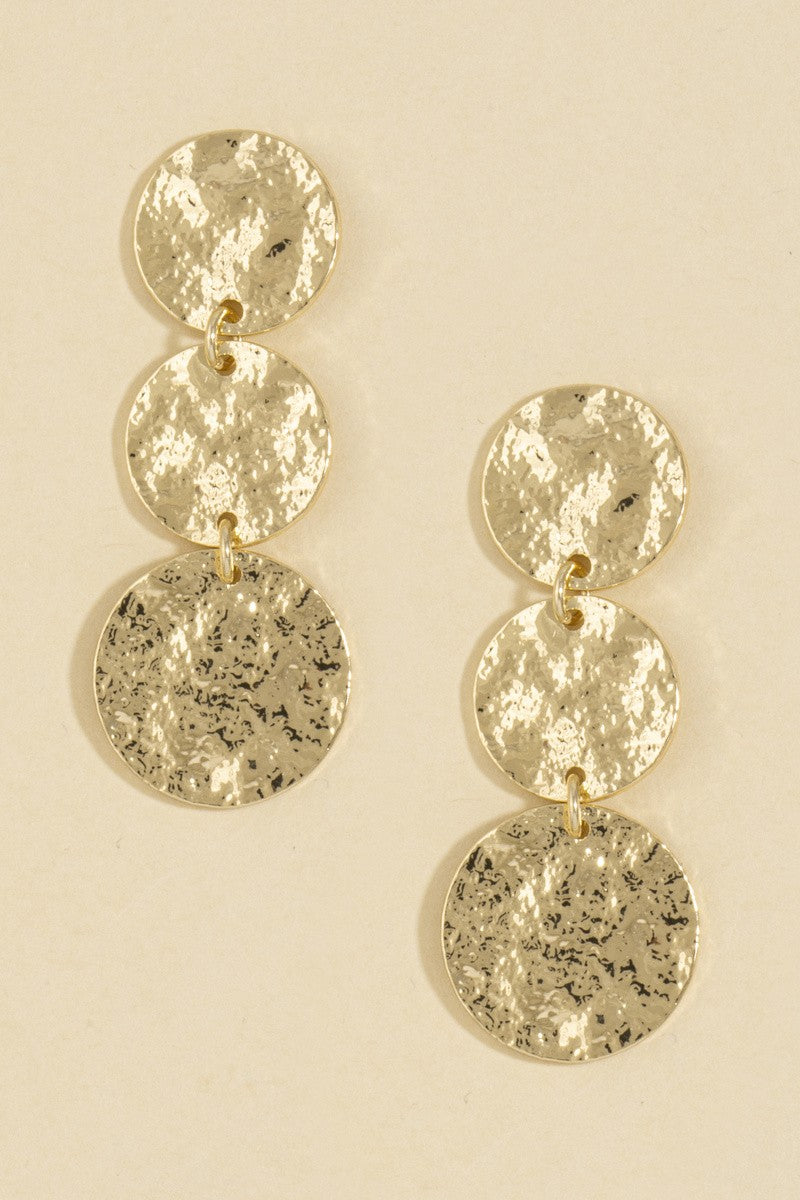 Graduated Hammered Triple Disk Earring