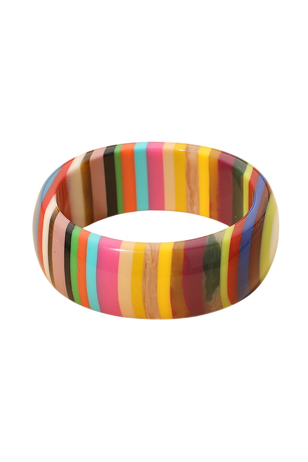 Striped Resin Wide Bangle Bracelet