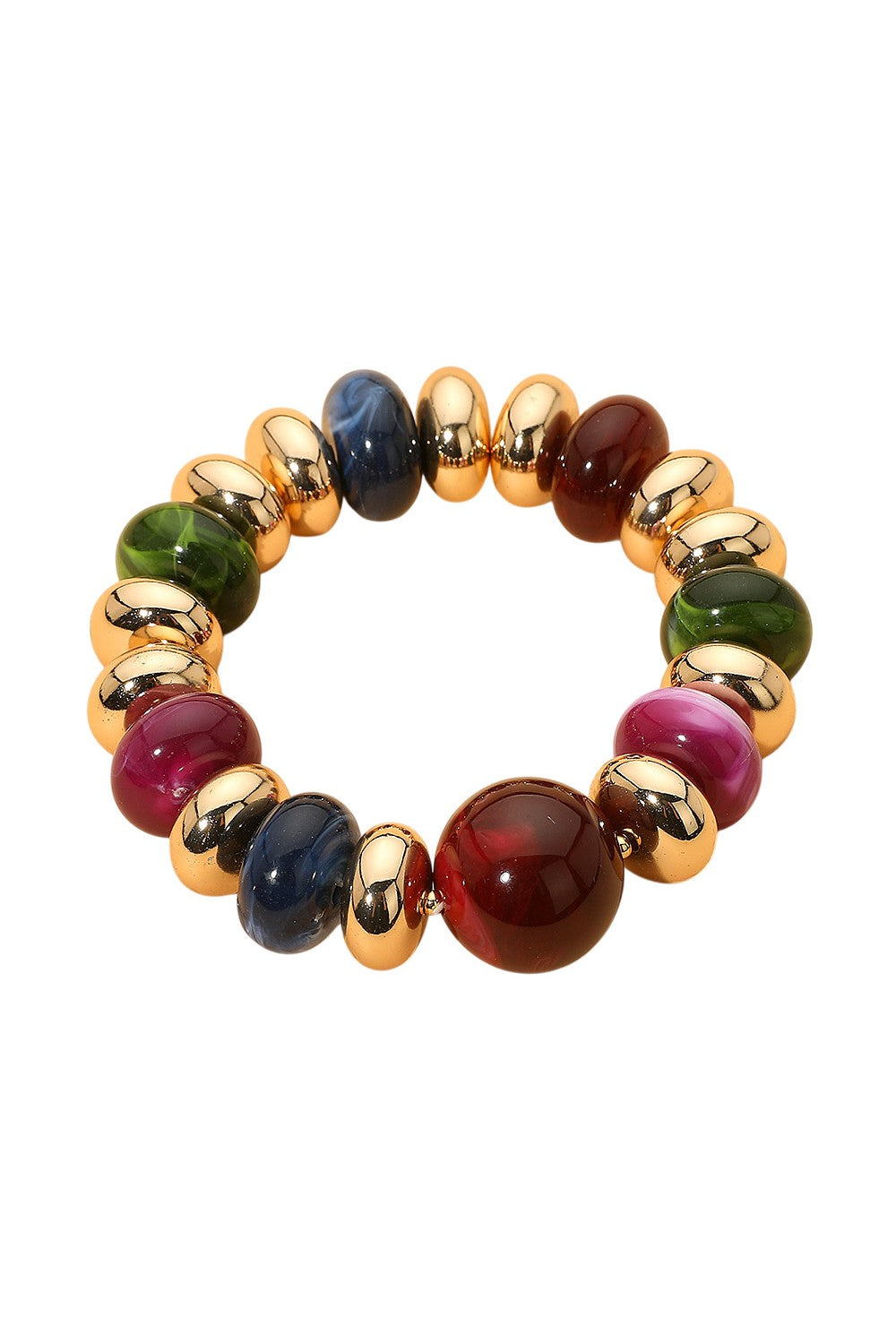 Chunky Ball Marbled Disk Beaded Bracelet
