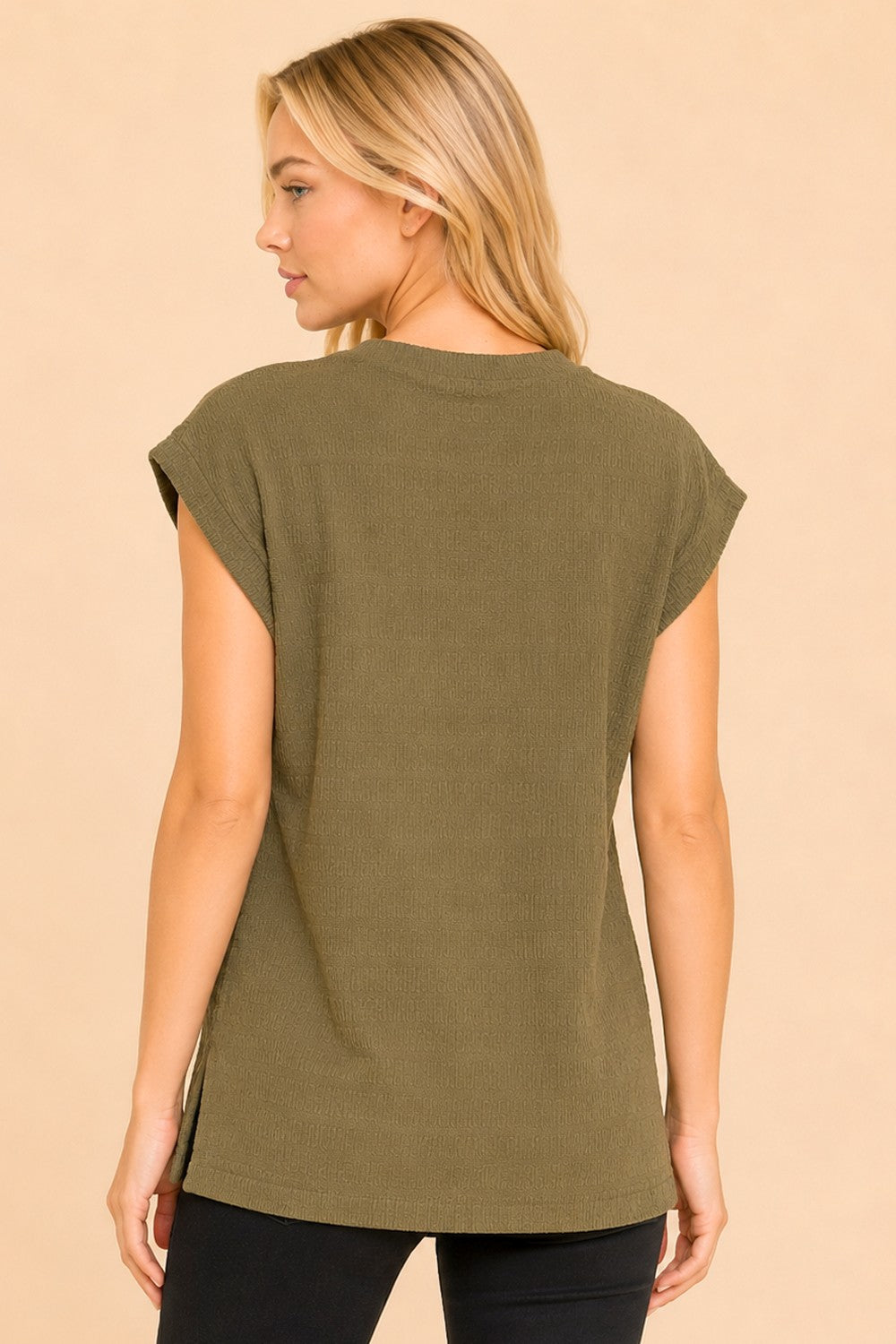 Textured Tonal Stripe Cap Sleeve Top