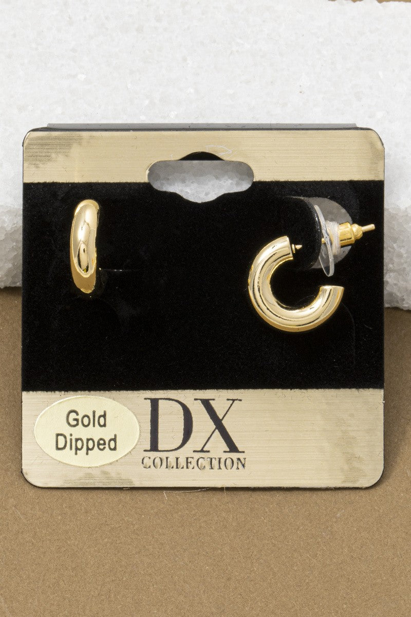 Smooth Tube Huggie Hoop Earring-Gold