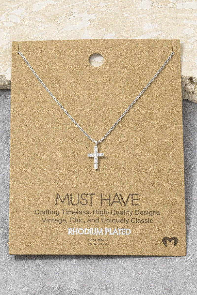 Sparkle Cross Baguette Must Have Necklace