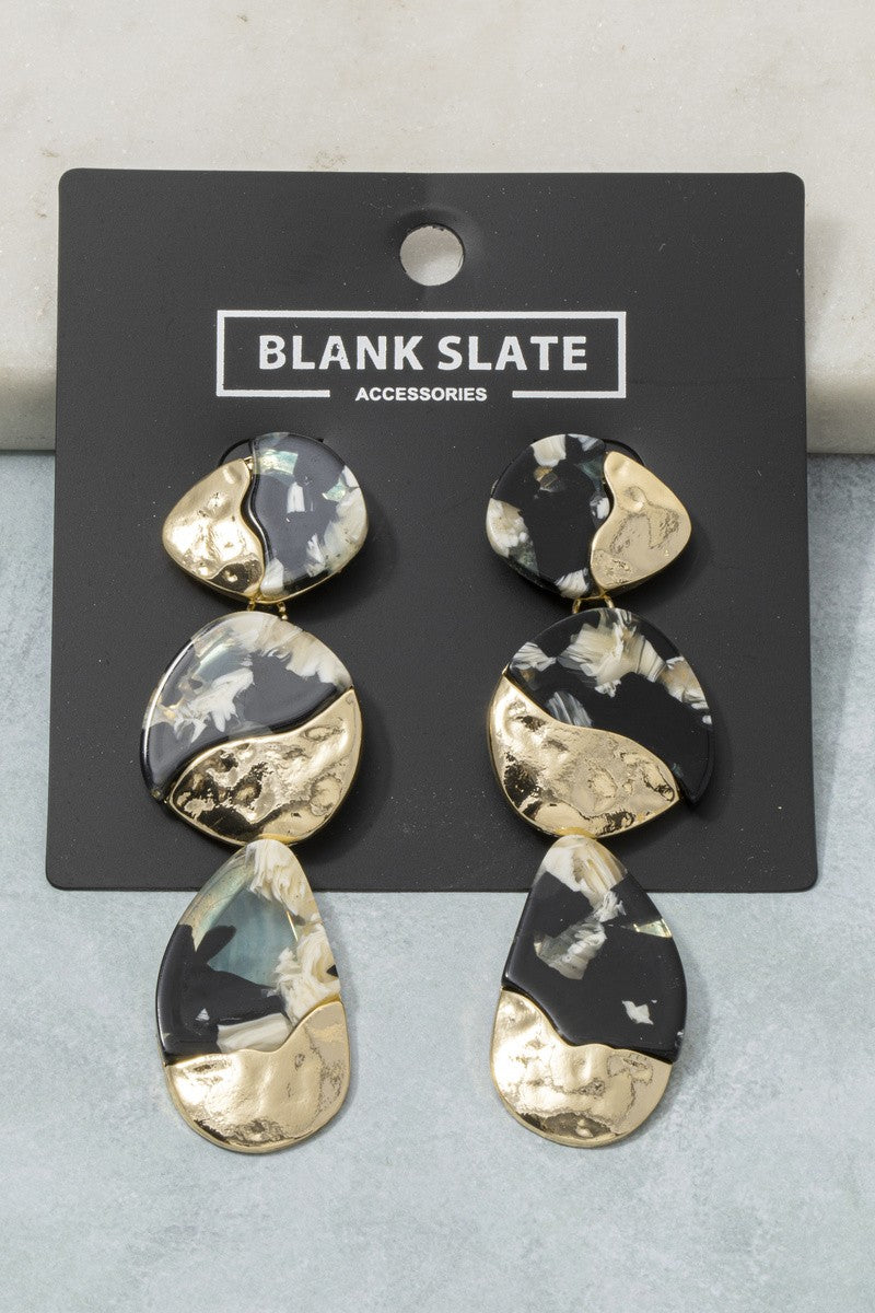Tortoise Triple Pebble Drop Earrings