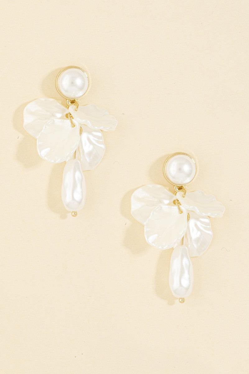 Petal Pearl Drop Earrings
