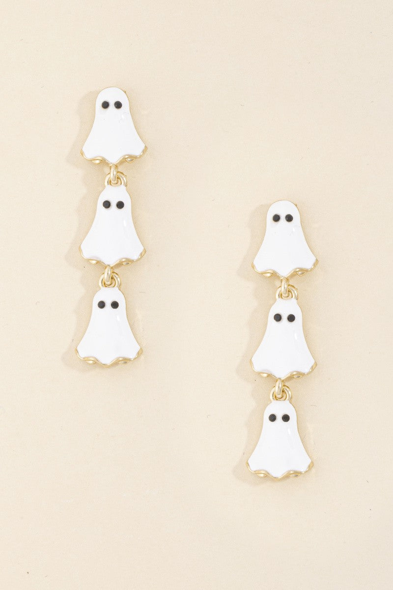 Enamel Ghost Triple Drop Earring