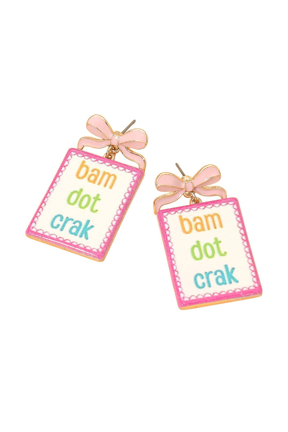 Bam Dot Crak Bow Tile Earring