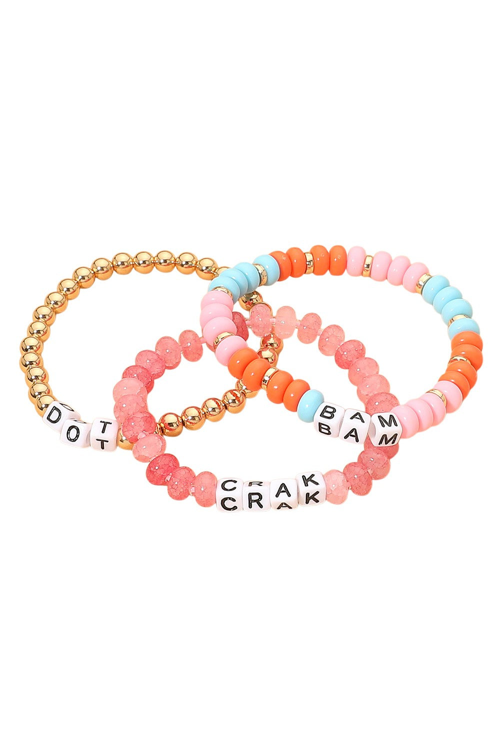 Bam Dot Crak Beaded Bracelet Set-Pink