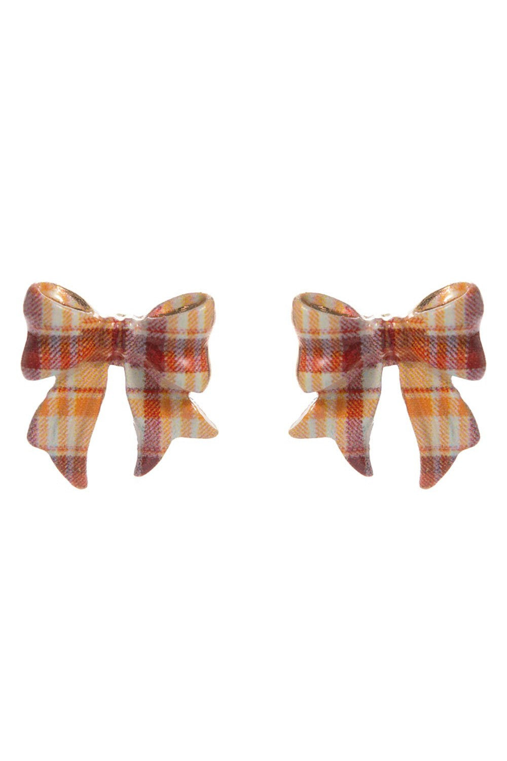 Fall Plaid Bow Stud Earring