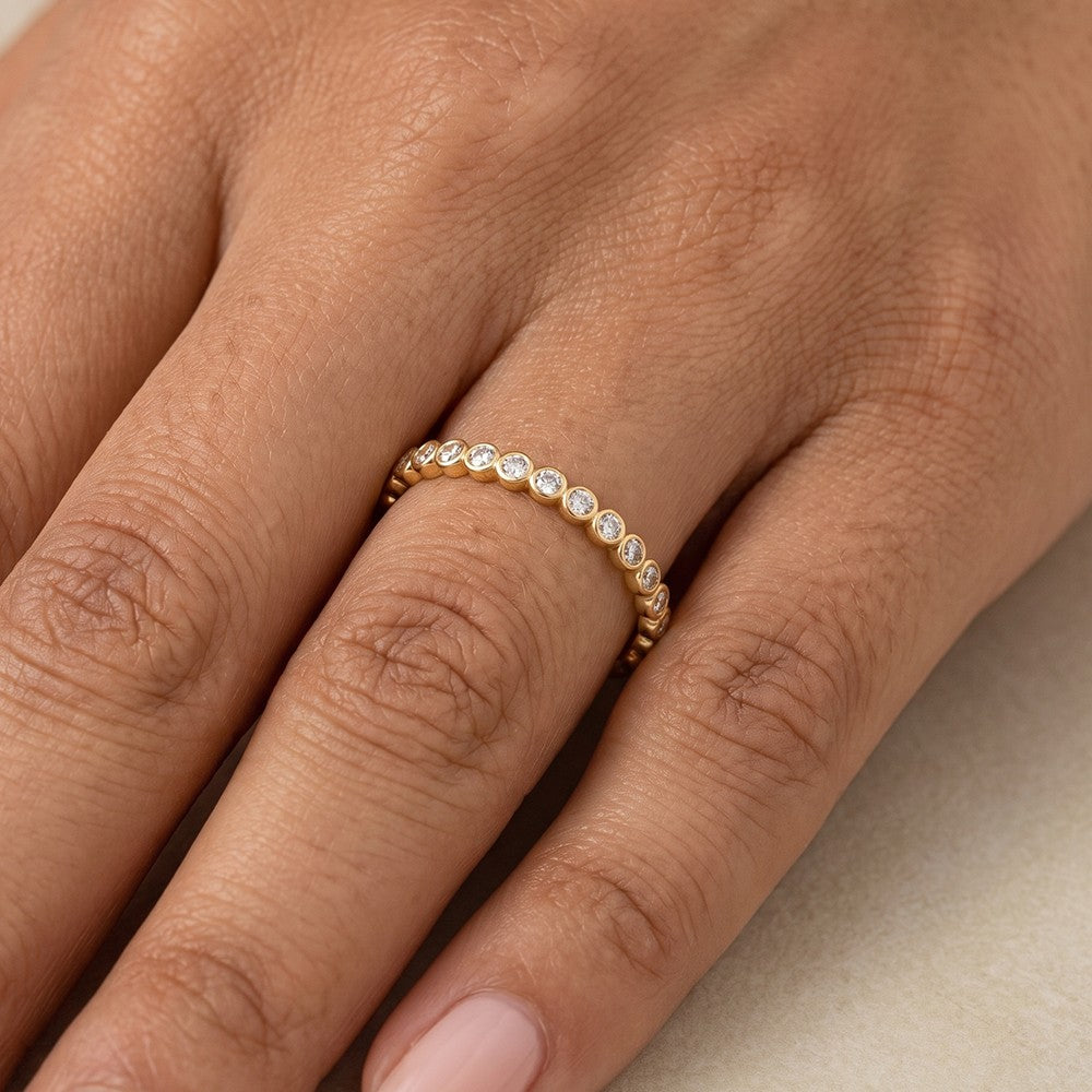 Dainty CZ Bezel Eternity Band Ring