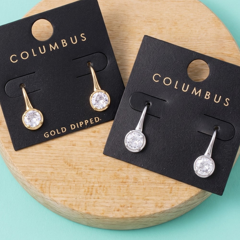 CZ Round Solitaire Drop Earring