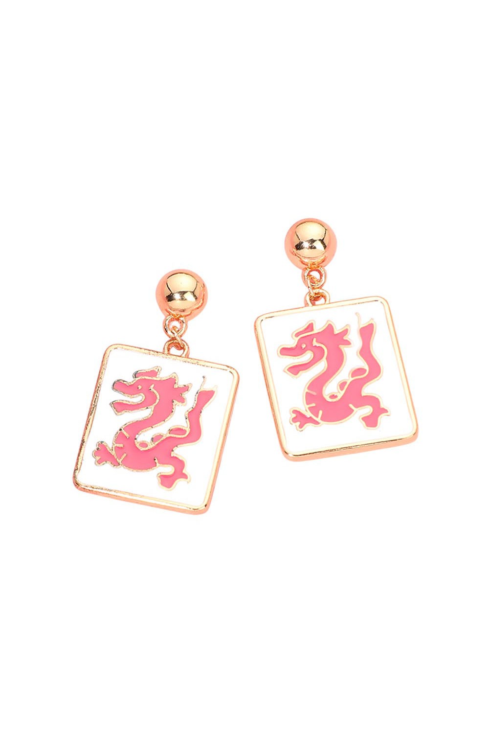 Gold Ball Mahjong Tile Drop Earring