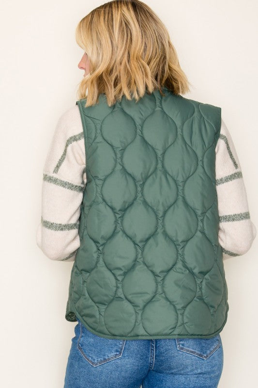 Geo Tonal Textured Puffer Vest