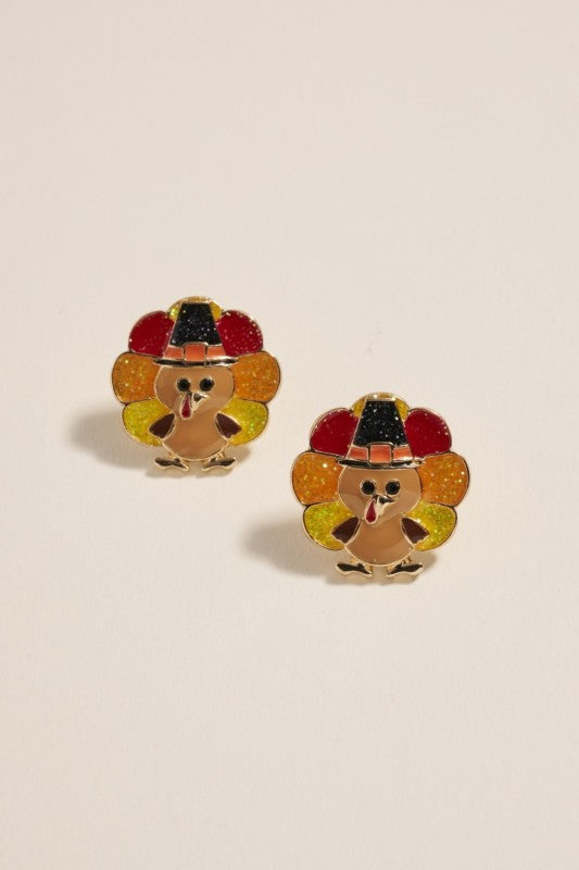 Glitter Turkey Enamel Stud Earring