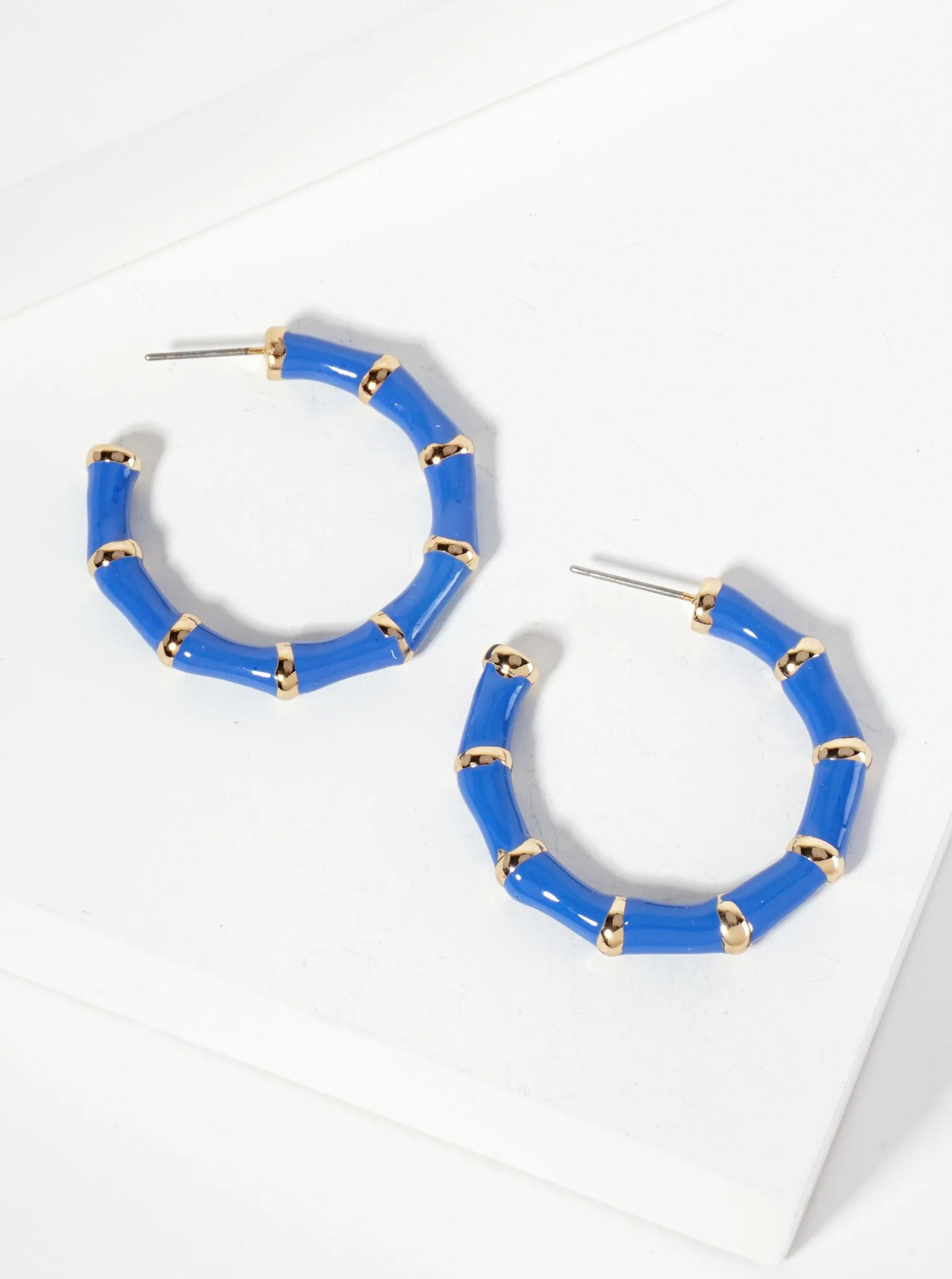 Colored Enamel Bamboo Hoop Earring