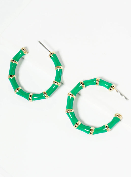Colored Enamel Bamboo Hoop Earring