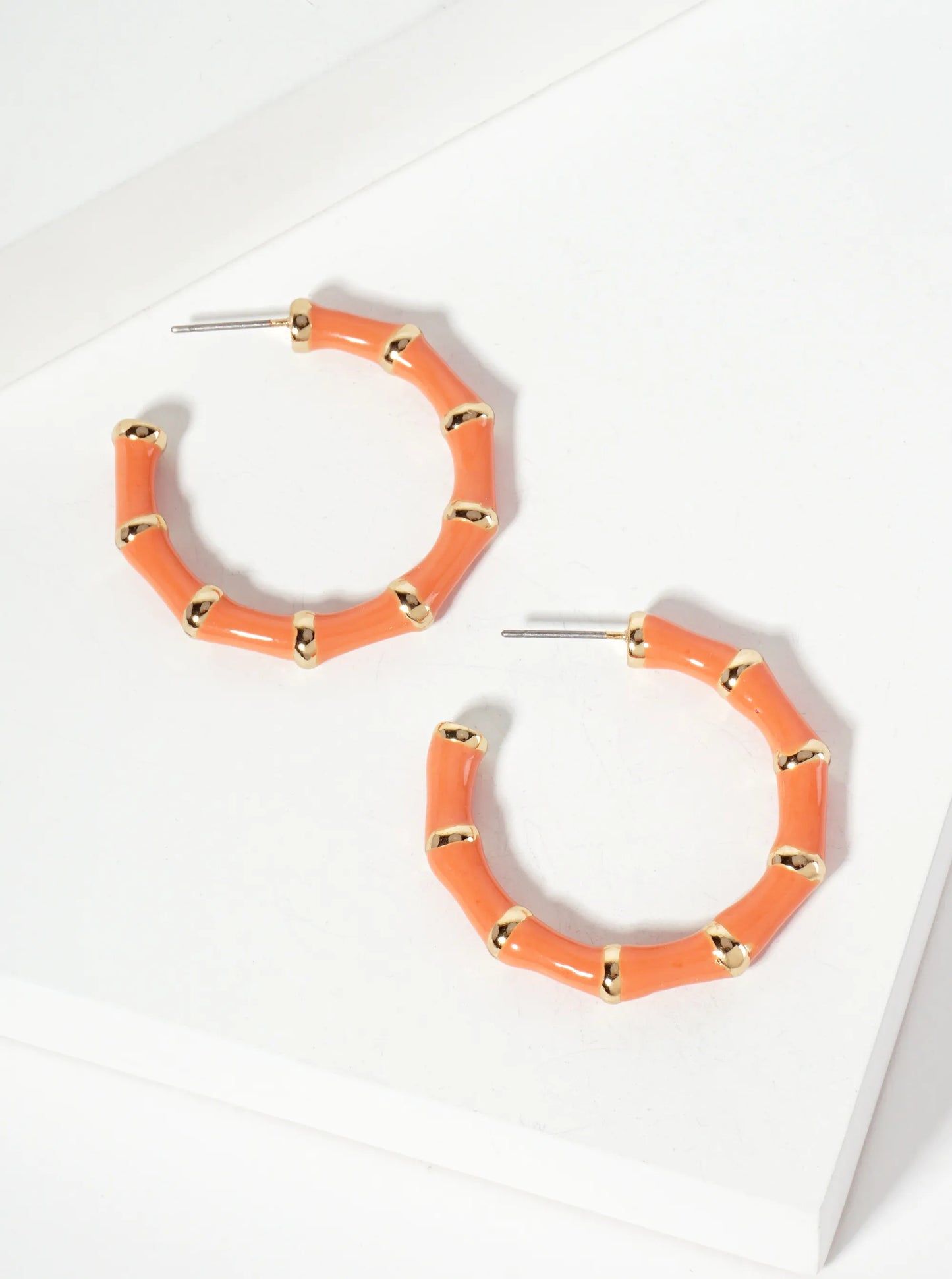 Colored Enamel Bamboo Hoop Earring