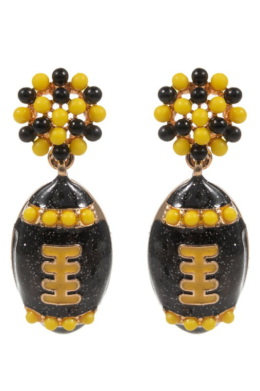 Enamel Football Beaded Post Earring