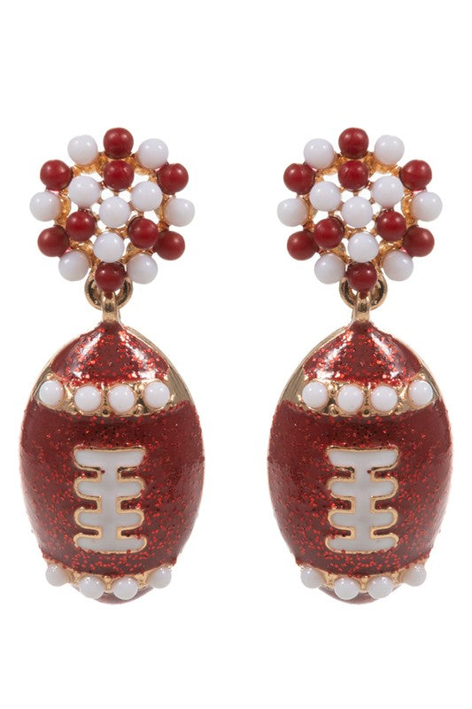 Enamel Football Beaded Post Earring