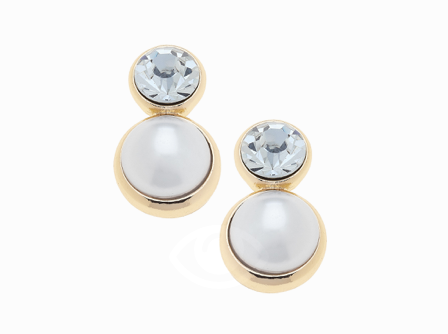 Effie Rhinestone & Pearl Round Drop Earrings
