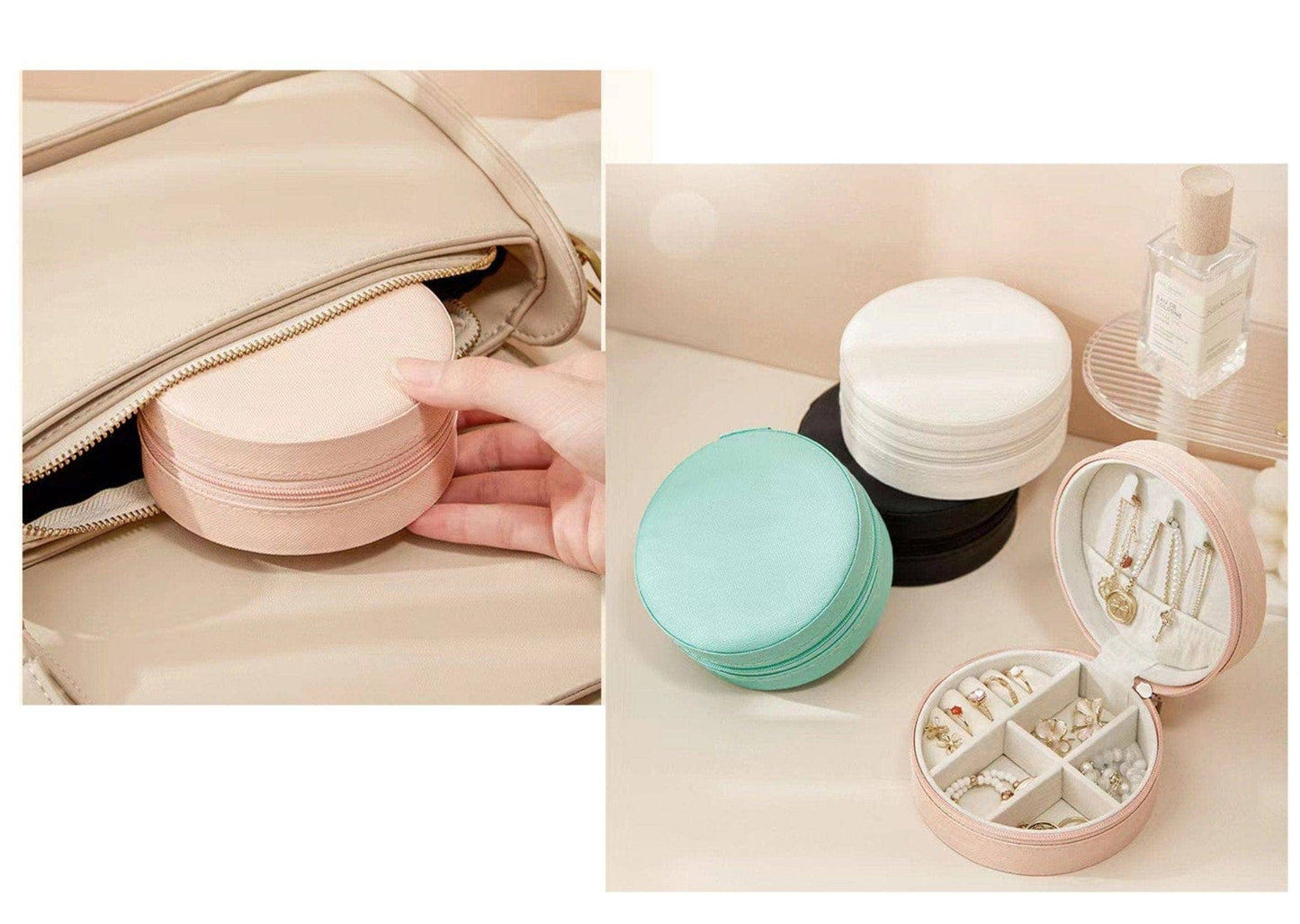 Round Zip Around Jewelry Box