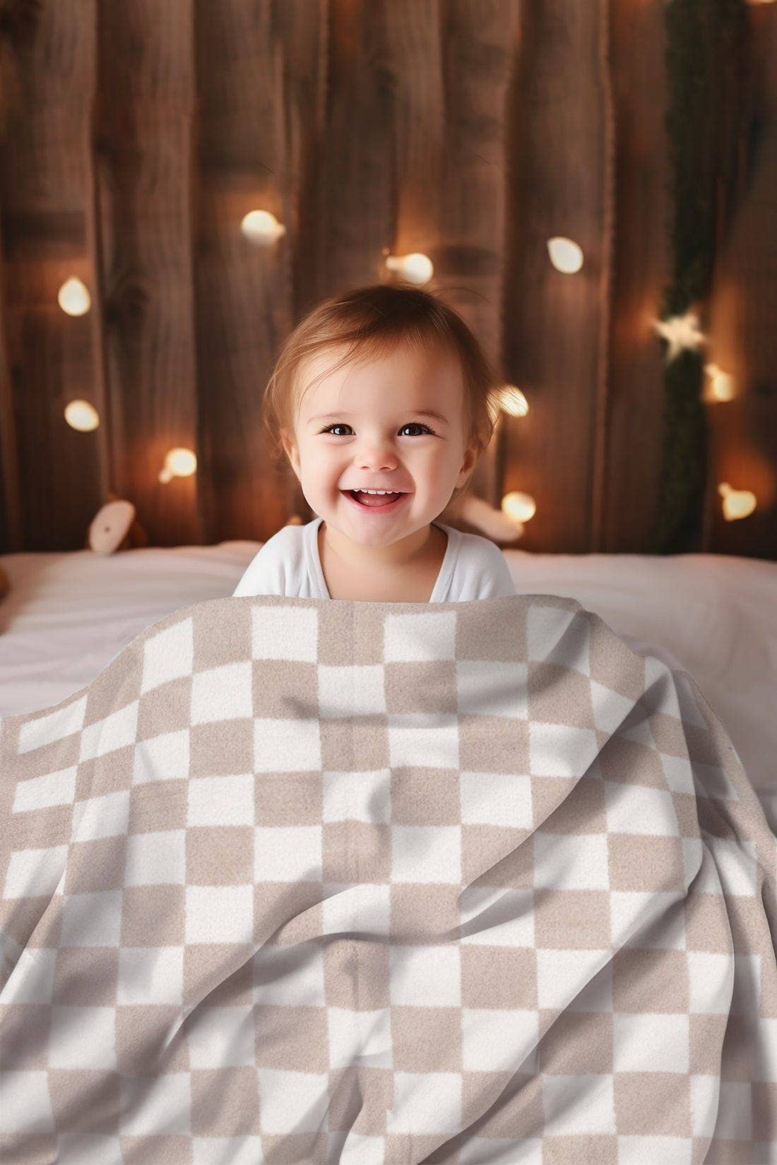 Super Lux Children's Checkered Bedding Blanket with personalization.