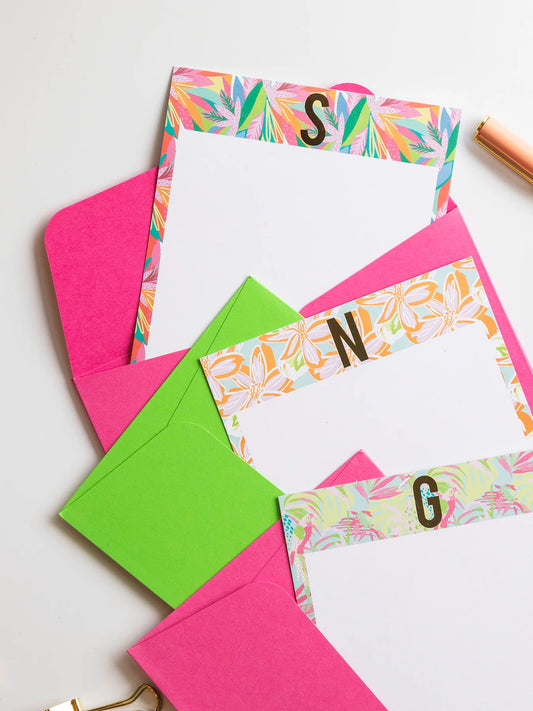 Tropical Initial Notecard Set