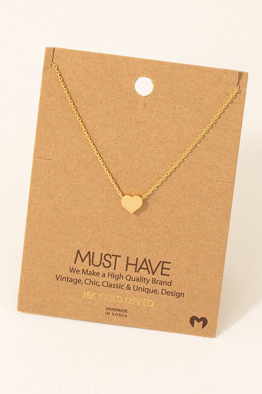Mini Textured Flat Heart Must Have Necklace