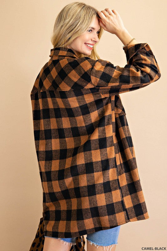 Plaid Flannel Button Down Jacket