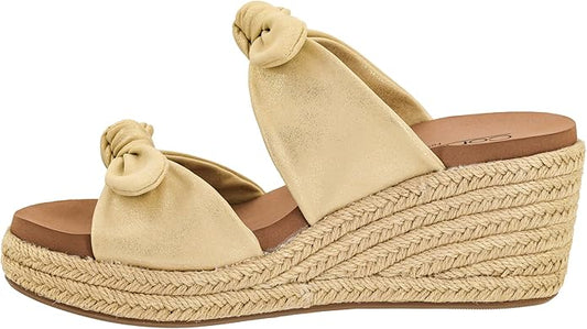Corky's Tie The Knot Bow Wedge Sandal-Gold