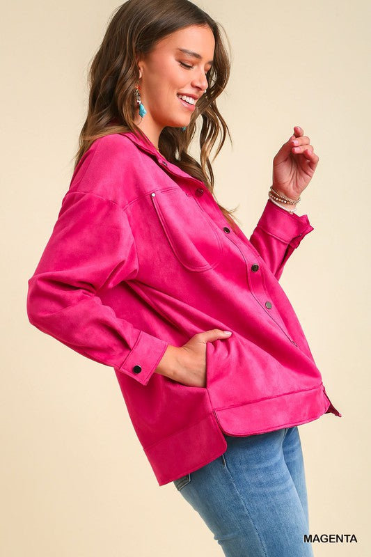 Long Sleeve Sueded Snap Pocket Jacket