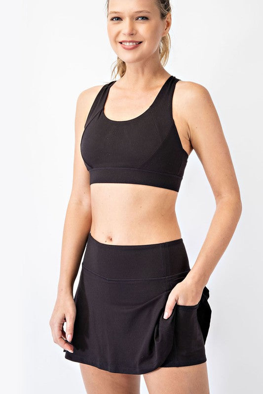 Solid Back Pleat Butter Skort