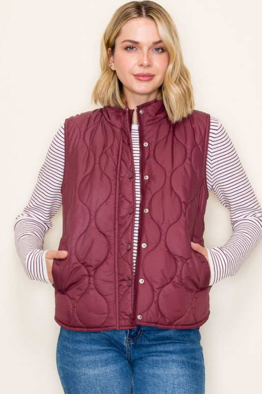 Geo Tonal Textured Puffer Vest