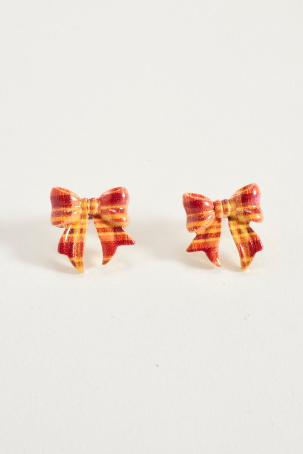 Fall Plaid Bow Stud Earring