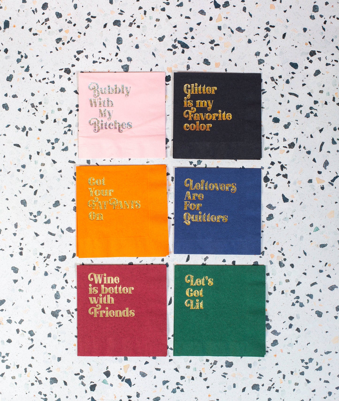 Wine is Better with Friends Gold Foil Cocktail Napkin