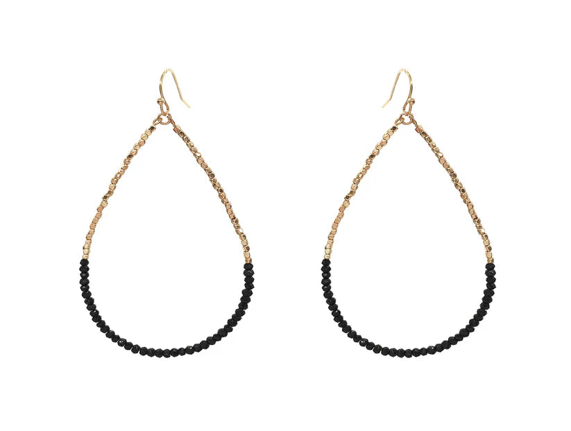 Black & Gold Seed Bead Teardrop Earring