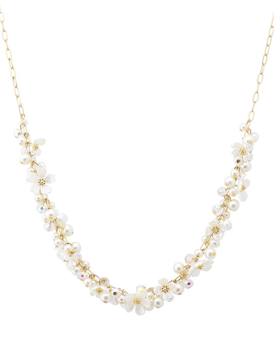 Crystal, Pearl & Flower Bauble Necklace