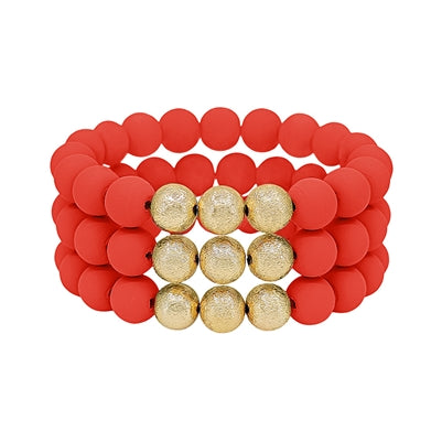 Clay & Gold Beaded Bracelet Set