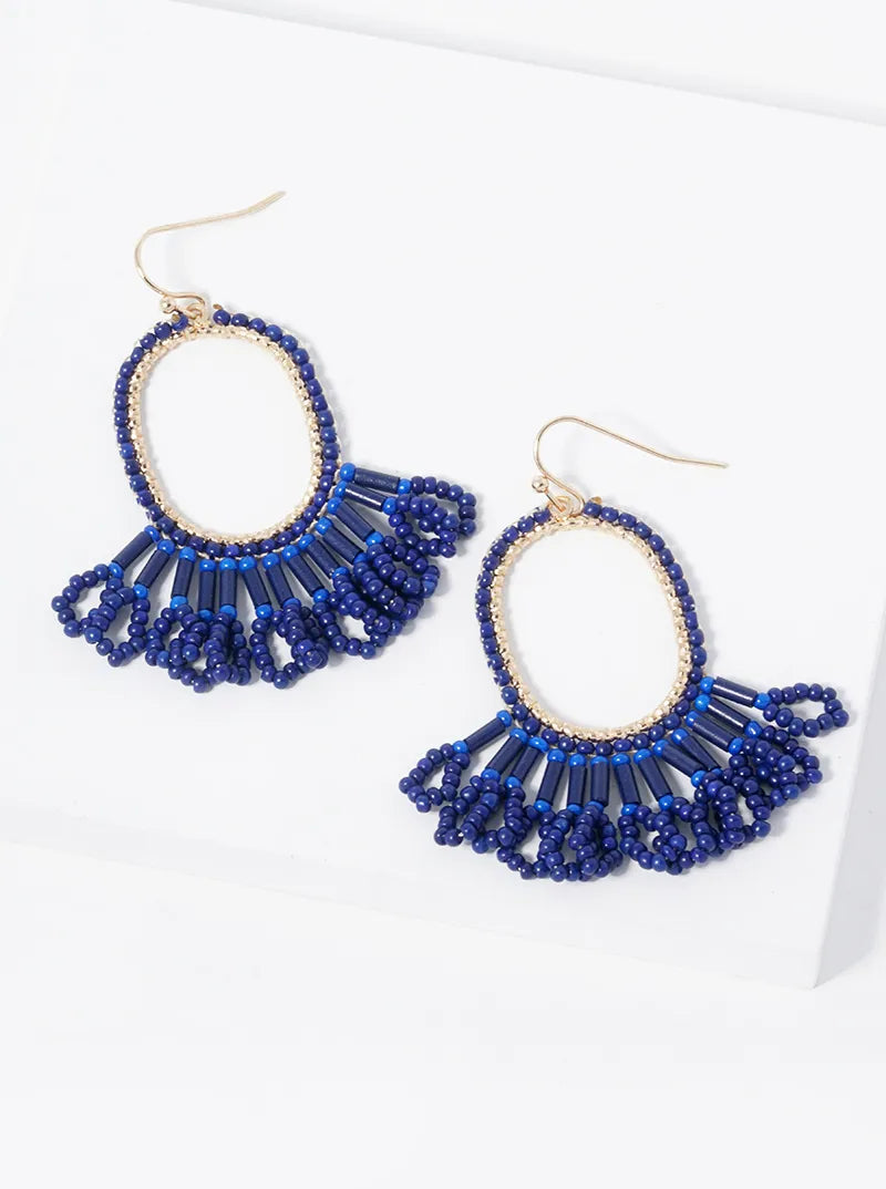 Beaded Oval Chandelier Tassel Earring