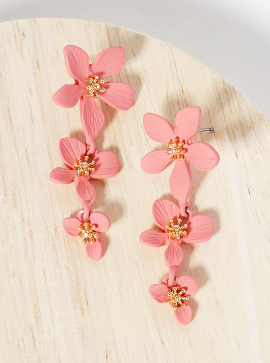 Floral Graduated Triple Drop Earring