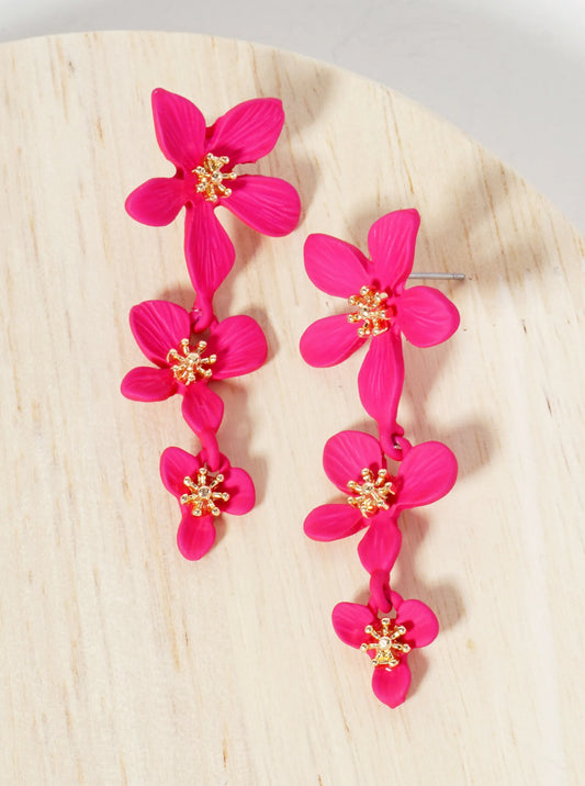 Floral Graduated Triple Drop Earring