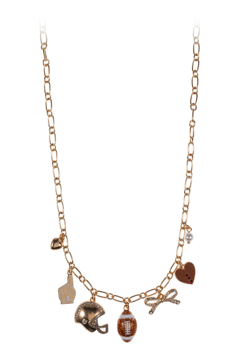 Glitter Football Charm Necklace