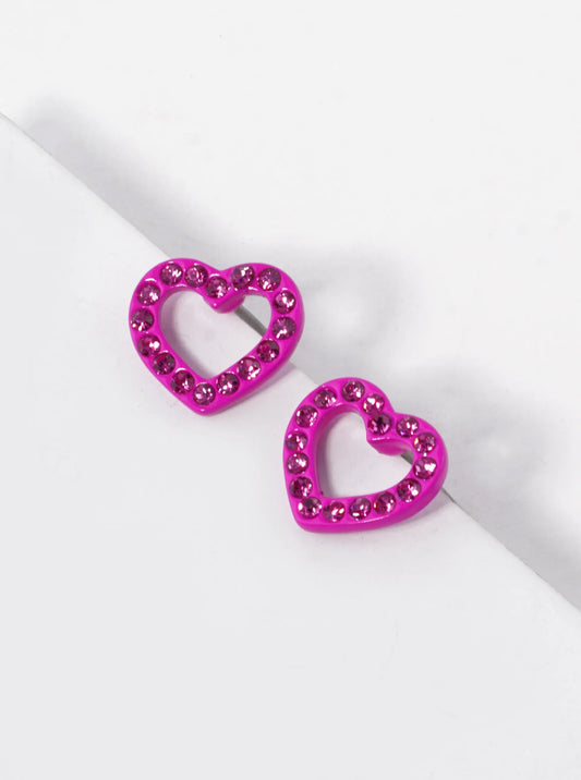 Rhinestone Open Heart Stud Earring