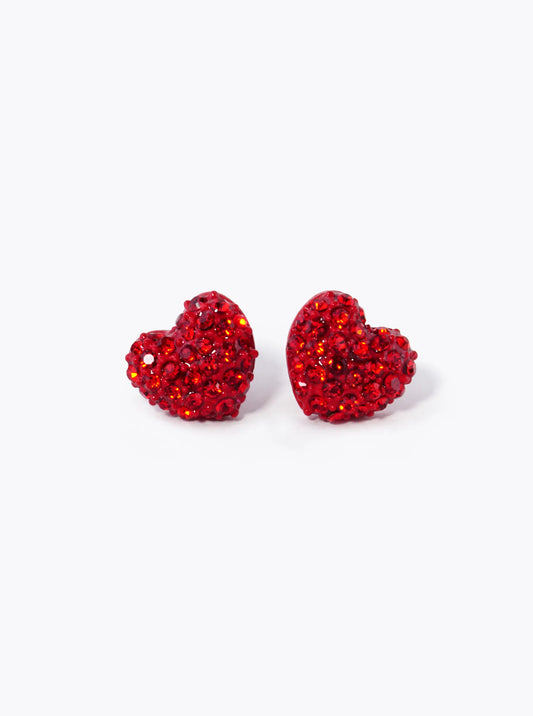 Puffy Paved Heart Stud Earring