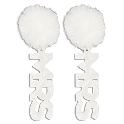 Mrs. Acrylic Pom Pom Earring