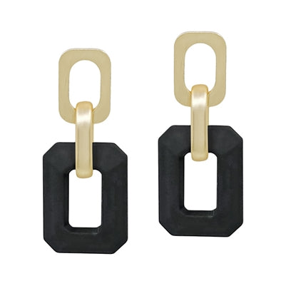 Metallic Rectangle Drop Earring